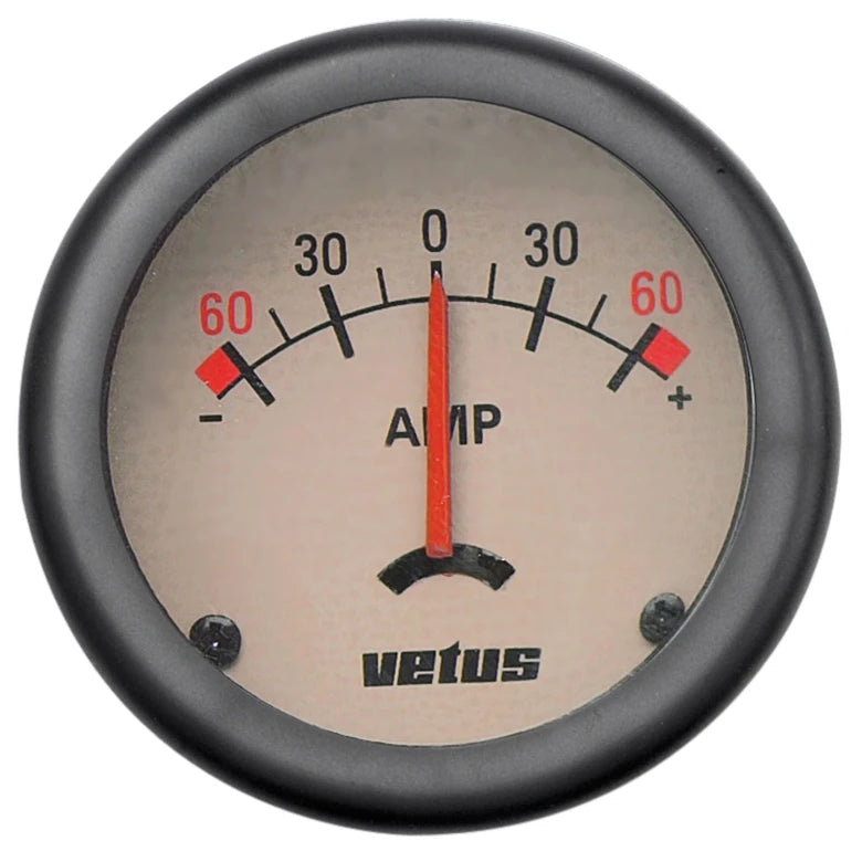 VETUS Ammeter 60A, cream, 12/24 Volt cut- out size Ø 52 mm