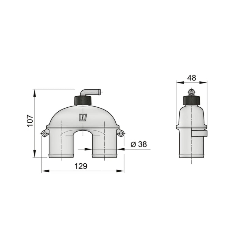 Anti-syphon device with valve, for 38mm hose