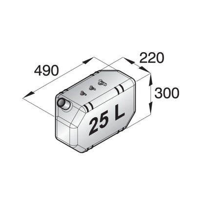 VETUS plastic diesel fuel tank, 25lt, incl. installation kit