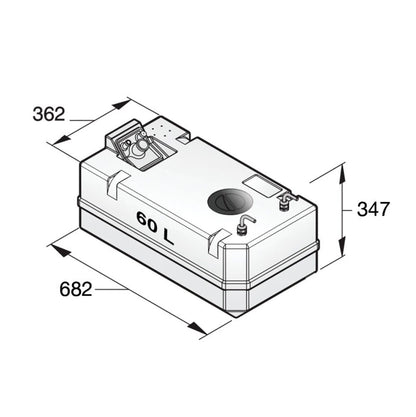 VETUS diesel fuel tank incl. connections, 60lt, for 8mm hose