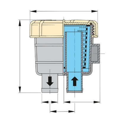 VETUS cooling water strainer type 140, for 13mm diamater hose connections