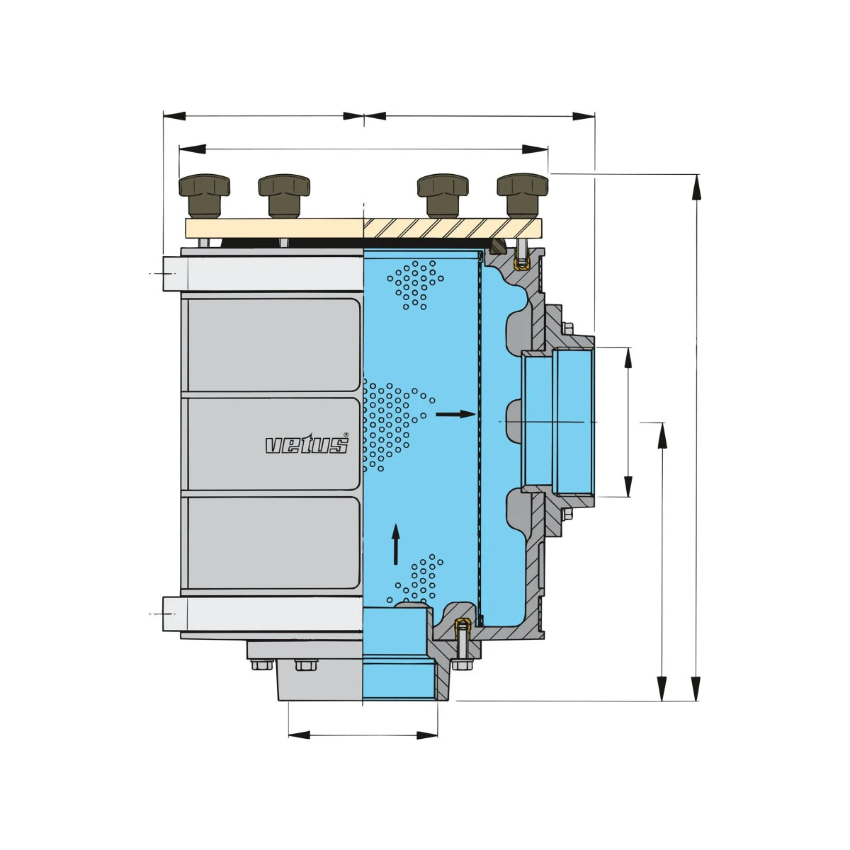 VETUS cooling water strainer type 1900, with G 2½ / 63mm connections