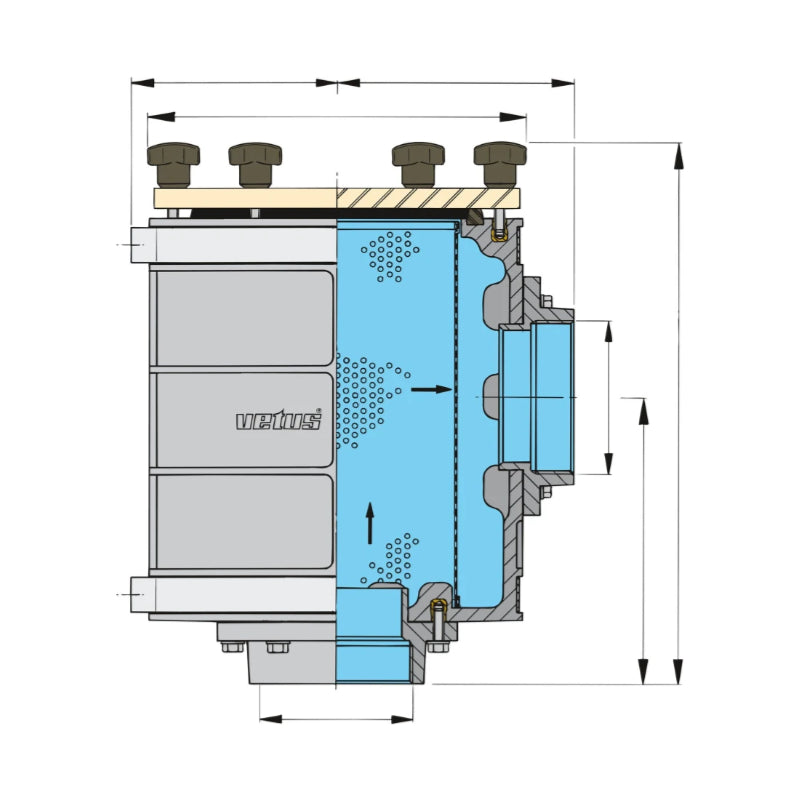 VETUS cooling water strainer type 1900, with G 3 / 76mm connections