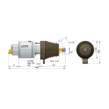 VETUS HTP2008T black tilting helm pump, for 8 mm tubing