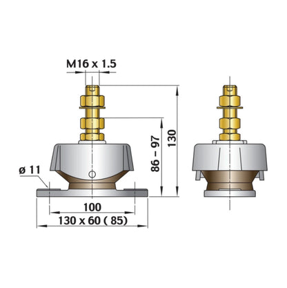 Flexible engine mounting for 3-cylinder marine diesel engines