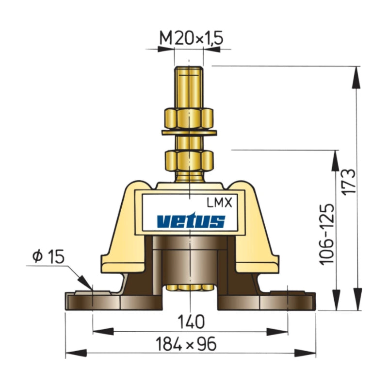 VETUS flexible engine mounting type LMX140