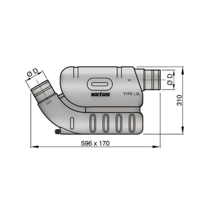 VETUS waterlock for long exhaust systems, type LSL, 60mm