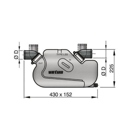 VETUS waterlock for long exhaust systems, type LSS, 45mm