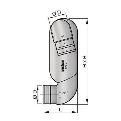 VETUS gooseneck type LT, inlet/outlet 102mm