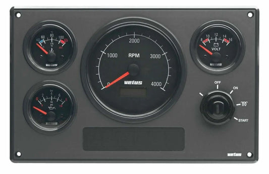 VETUS engine panel type MP34, 12V, with black instruments