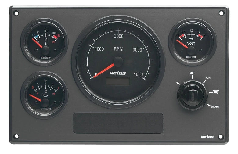 VETUS engine panel type MP34, 24V, with black instruments