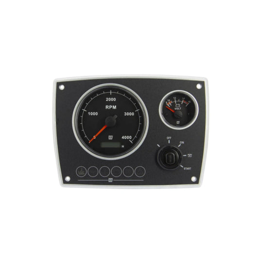 aluminium engine panel, 12V, 0-5,000rpm  Black Dials - 12v