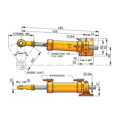 VETUS MTC12510 hydraulic cylinder for 10 mm tubing