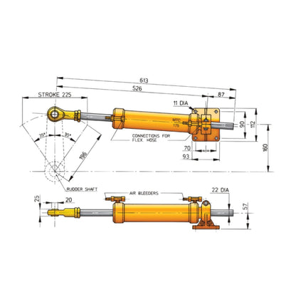 VETUS MTC17510  hydraulic cylinder for 10 mm tubing