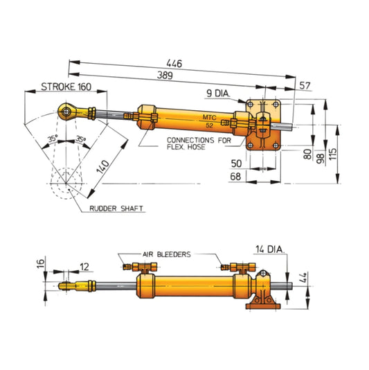 VETUS MTC5210 hydraulic cylinder for 10 mm tubing