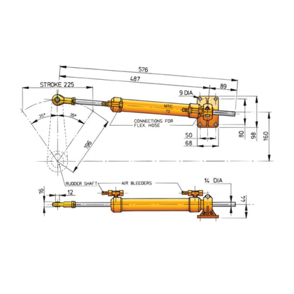 VETUS MTC7210 hydraulic cylinder for 10 mm tubing