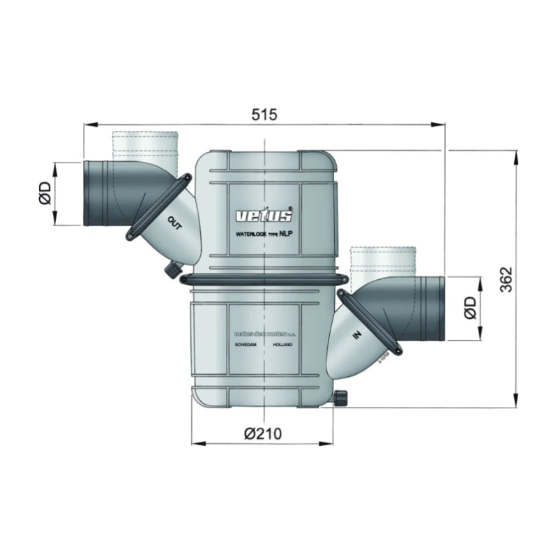 Dual-stage waterlock with 65mm hose connections