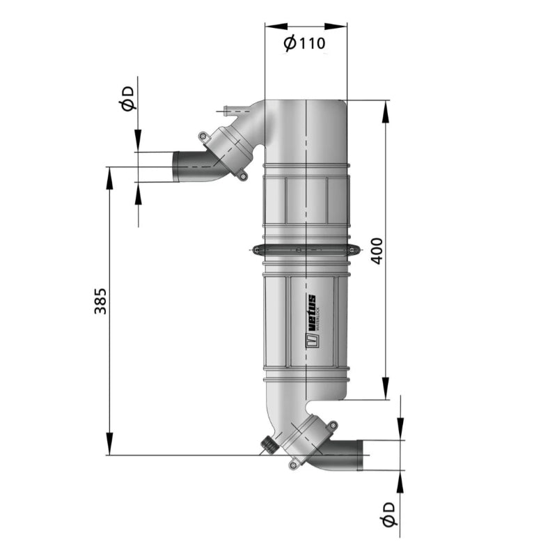 VETUS muffler/gooseneck type NLPG, 40mm hose connections