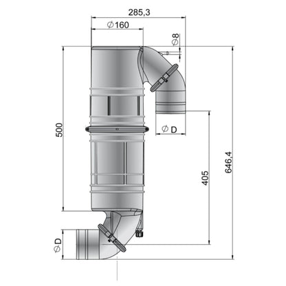 VETUS muffler/gooseneck type NLPG, 60mm hose connections