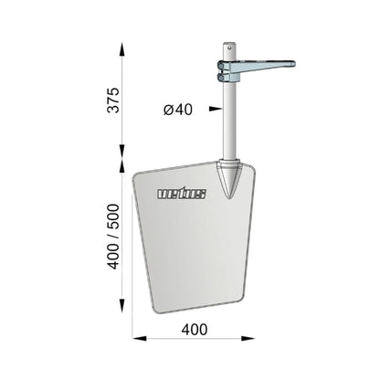 VETUS stainless steel rudder, length 400 mm, including rudder arm