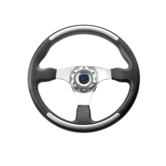 VETUS three spoke sport steering wheel, 35 cm, black with aluminium