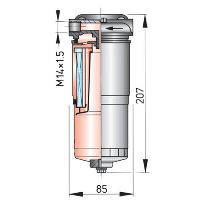 VETUS water separator/fuel filter, complete, max. 180l/h